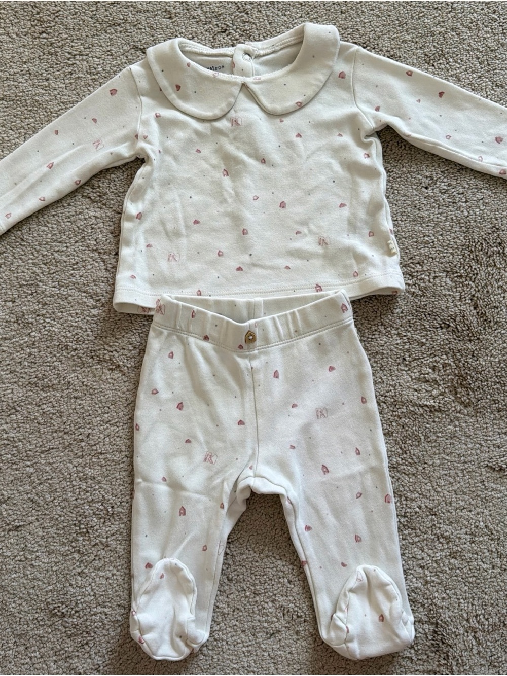 Petite Maison x Nono 2-Piece Cotton Heart Outfit Set 3M Top & Pants